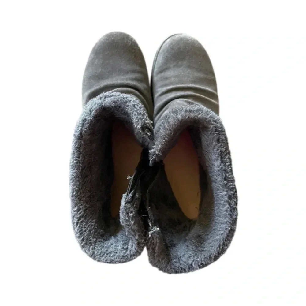 BareTraps Gray Suede Leather Faux Fur Larkspur Women’s Ankle Boots 7M